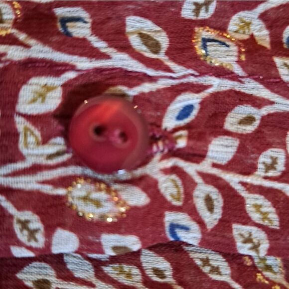 NEW BISHOP + YOUNG women's Thea Ruffle Blouse Lotus Lurex Print Small - Picture 4 of 8